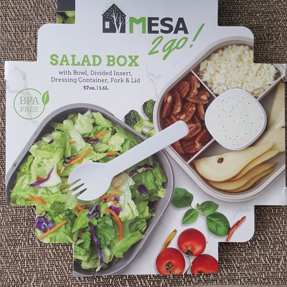 NEW MESA 2go! Salad Lunch Bento Box Bowl Container Compartments Stackable - Picture 12 of 14